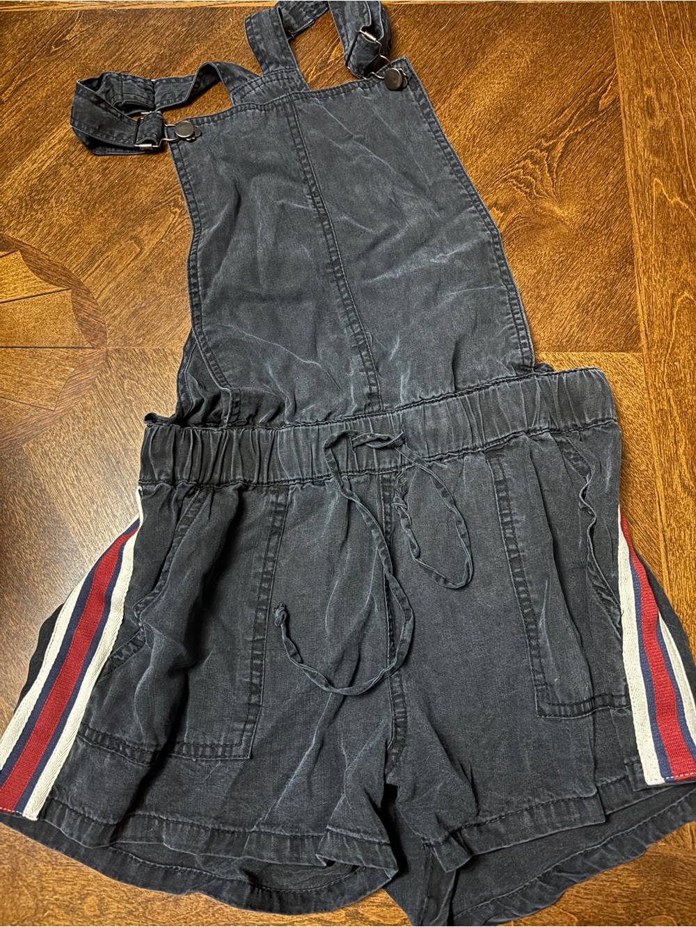 Vintage Havana Black Wash Overall Shorts, Small